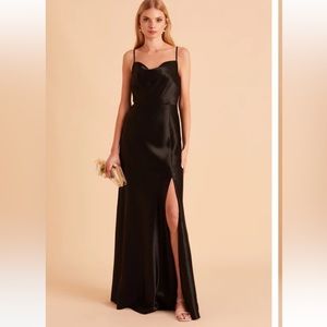 Birdy Grey Lisa Long Gown Shiny Black Satin